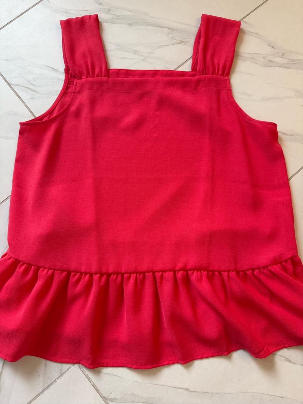 LOFT Hot Pink Sleeveless Ruffle-Hem Tank